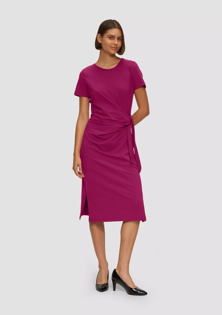 Midikleid aus Baumwollstretch mit Knotendetail