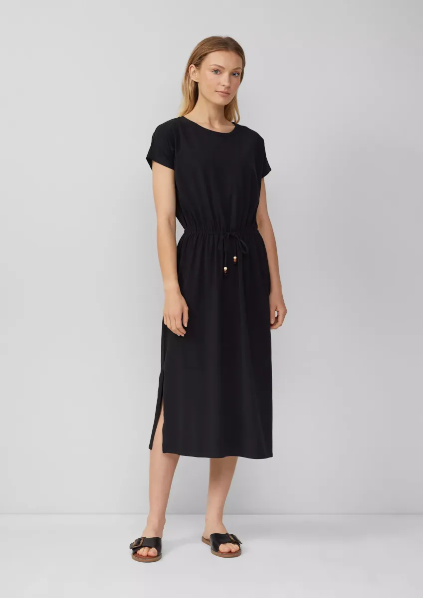 Midikleid aus Baumwollstretch mit Taillenzug