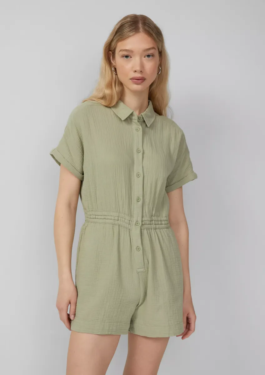 Musselin-Overall mit Elastikbund in der Taille