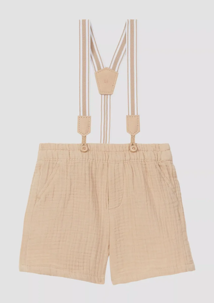Musselin-Shorts mit abnehmbaren Hosenträgern