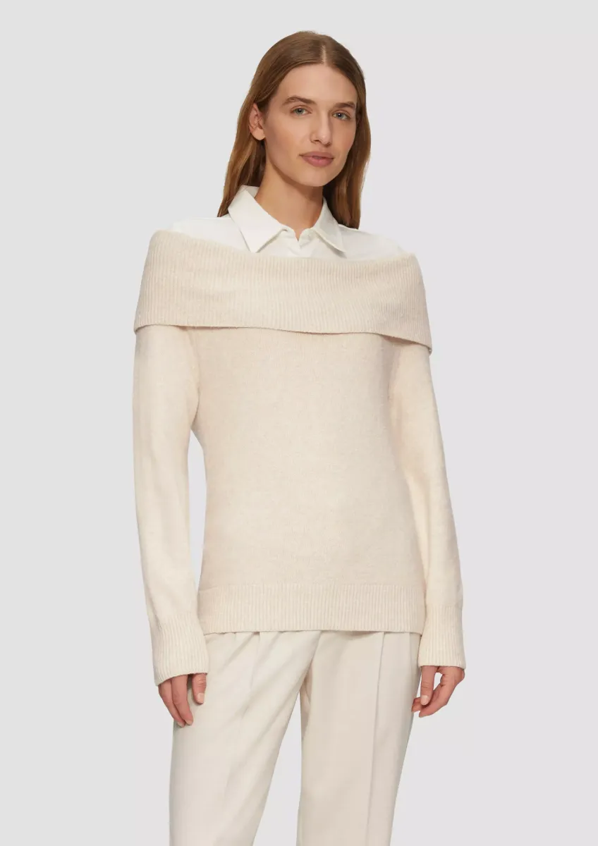 Off-Shoulder Strickpullover mit Rippbündchen