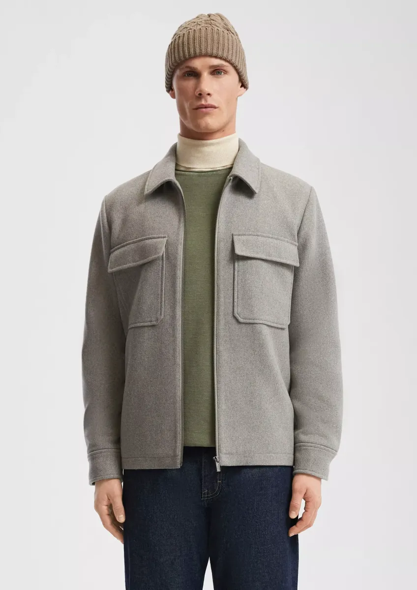 Overshirt mit Reißverschluss aus Wollmischung
