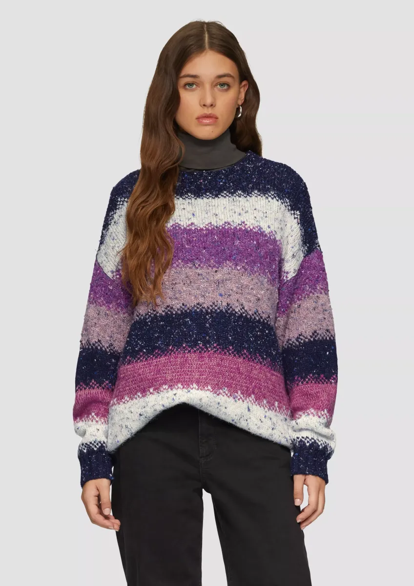 Oversize Pullover mit mehrfarbigem Streifenmuster