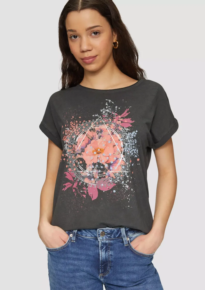 Oversize-Shirt in gewaschener Optik mit Frontprint