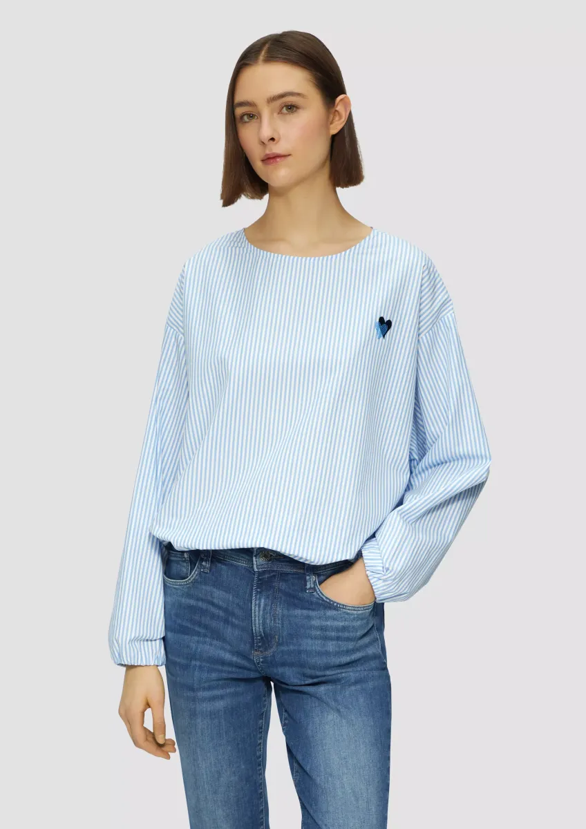 Oversized Baumwollbluse mit Herz-Stickerei