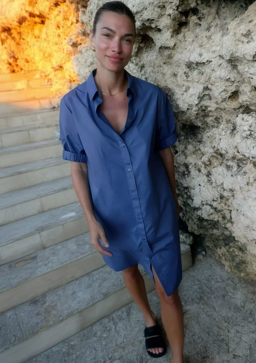 Oversized Blusenkleid mit Smok-Detail