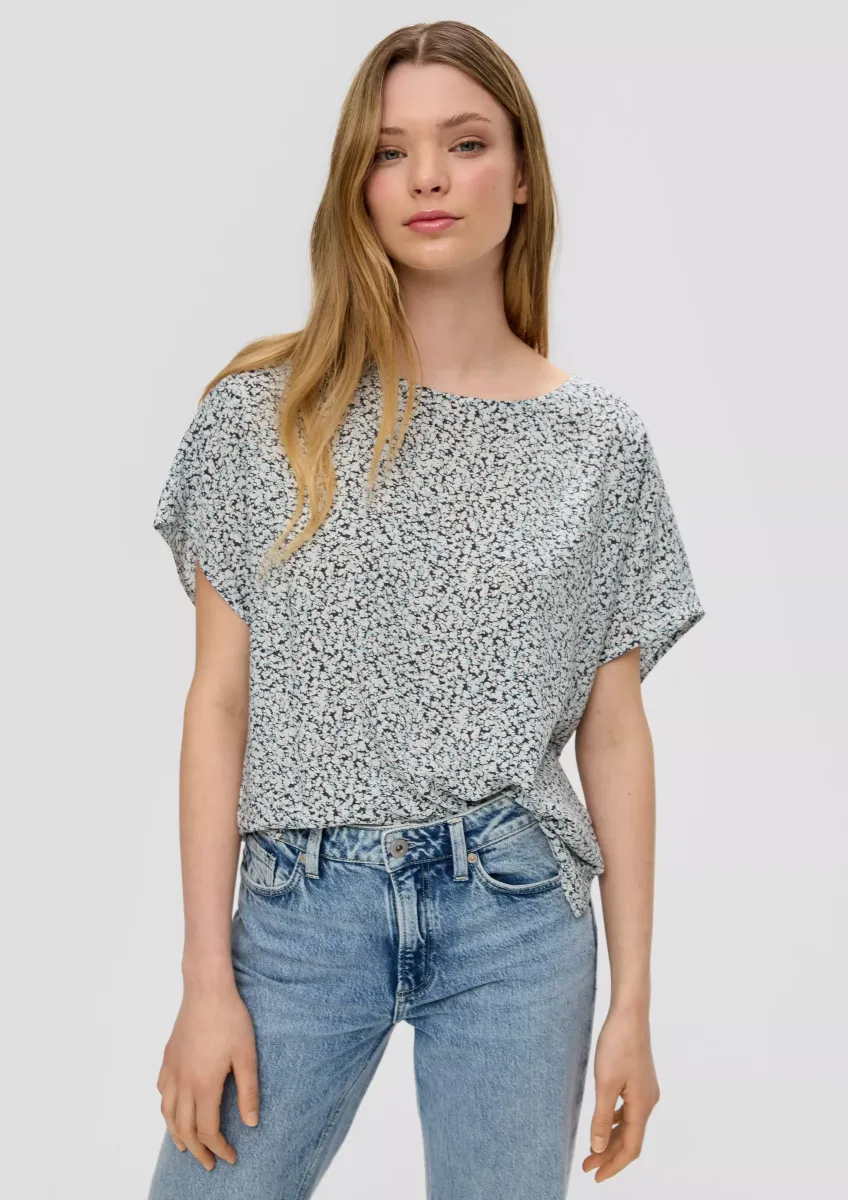 Oversized Viskose-Bluse mit verlängertem Rückenteil