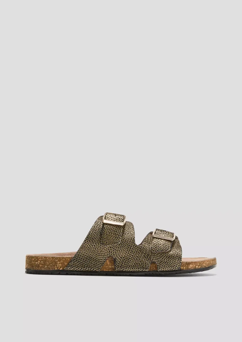 Pantoletten aus Rindsleder mit Dornschließe