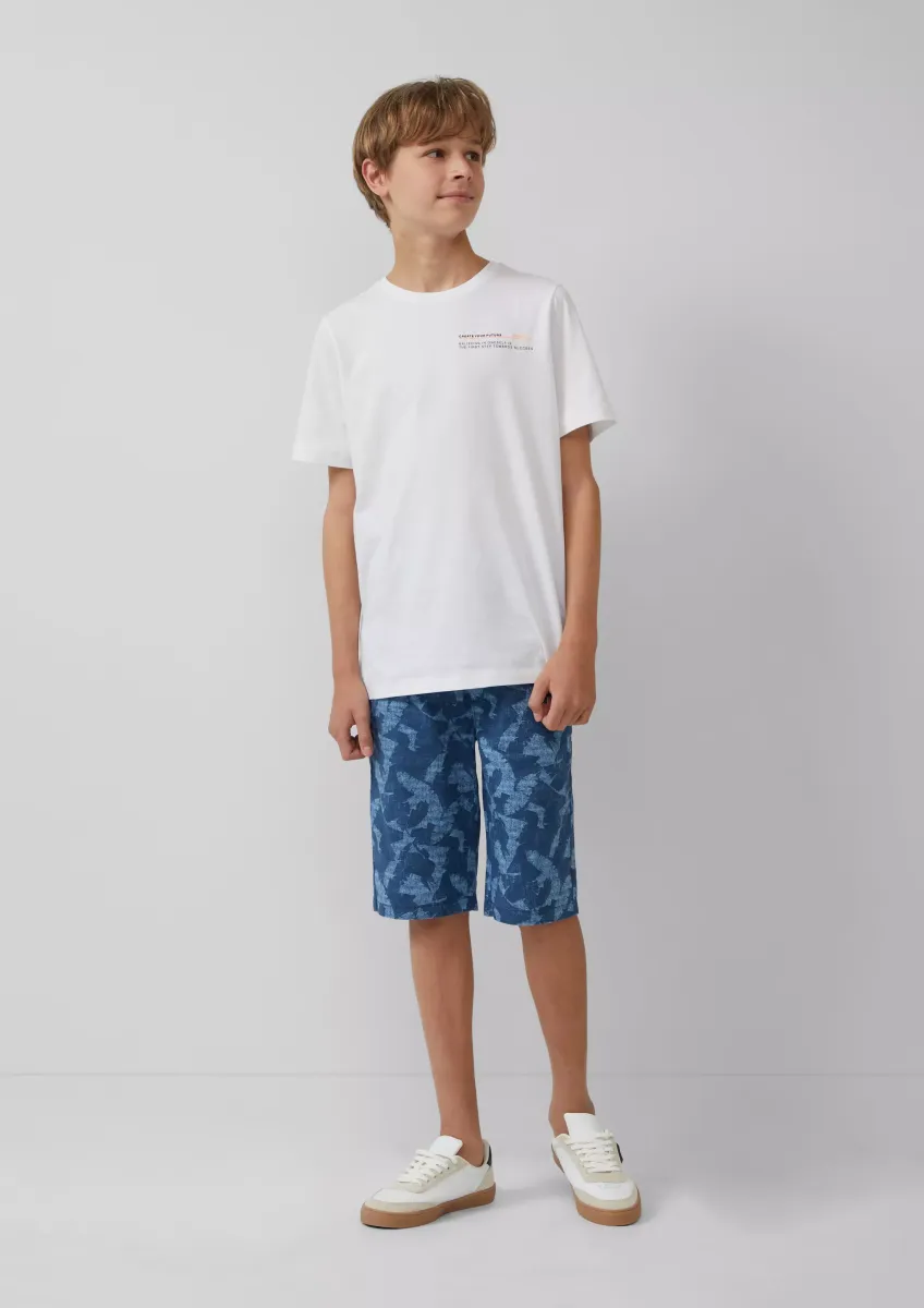 Pete: Gemusterte Bermuda in Leinen-Optik