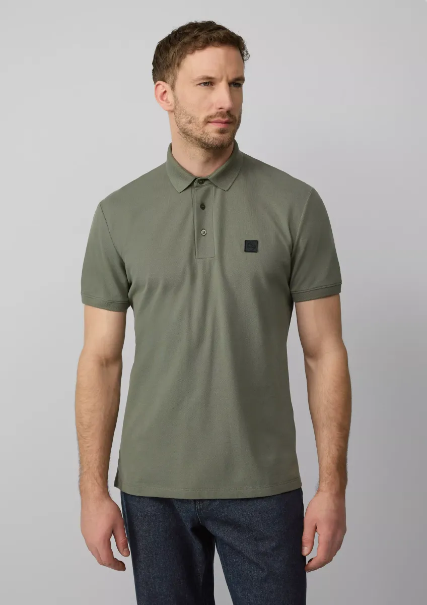 Piqué-Poloshirt aus Baumwollstretch mit Label-Patch