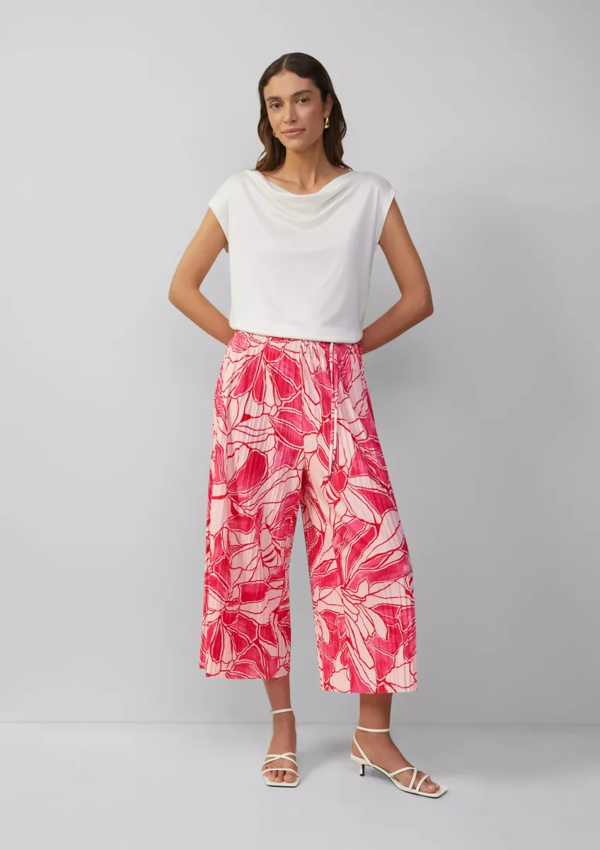 Plissierte Culotte mit All-over-Print und Elastikbund