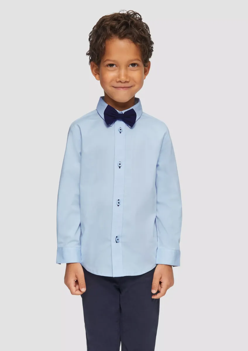 Popeline-Hemd aus Baumwollstretch mit abnehmbarer Fliege