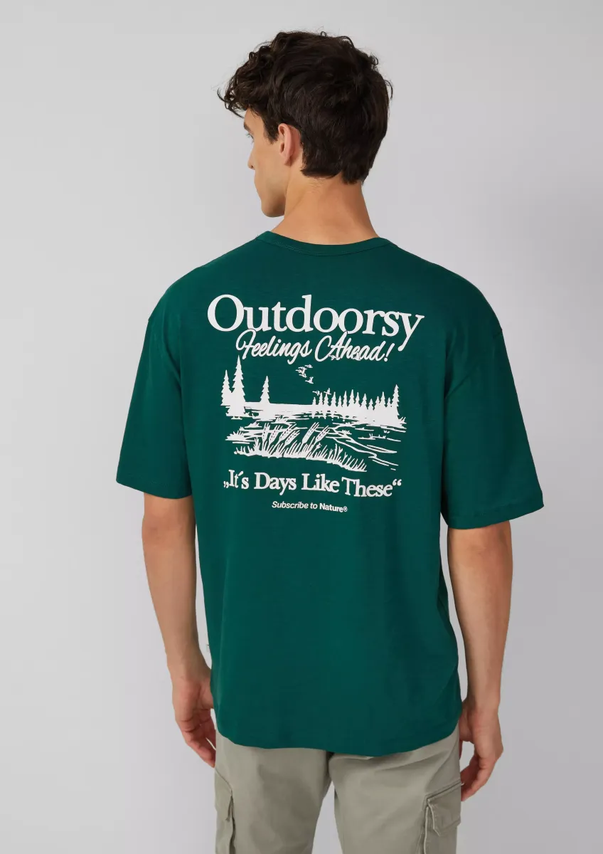 Print-T-Shirt im Relaxed Fit mit Flammgarnstruktur