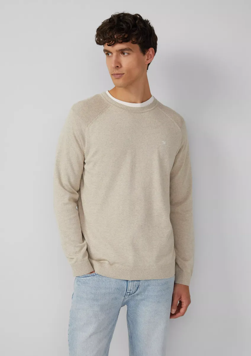Pullover aus Moulinéstrick mit Crew Neck und Raglanärmeln