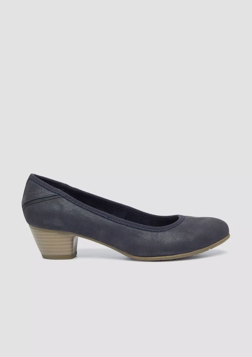 Pumps mit Blockabsatz in Leder-Optik