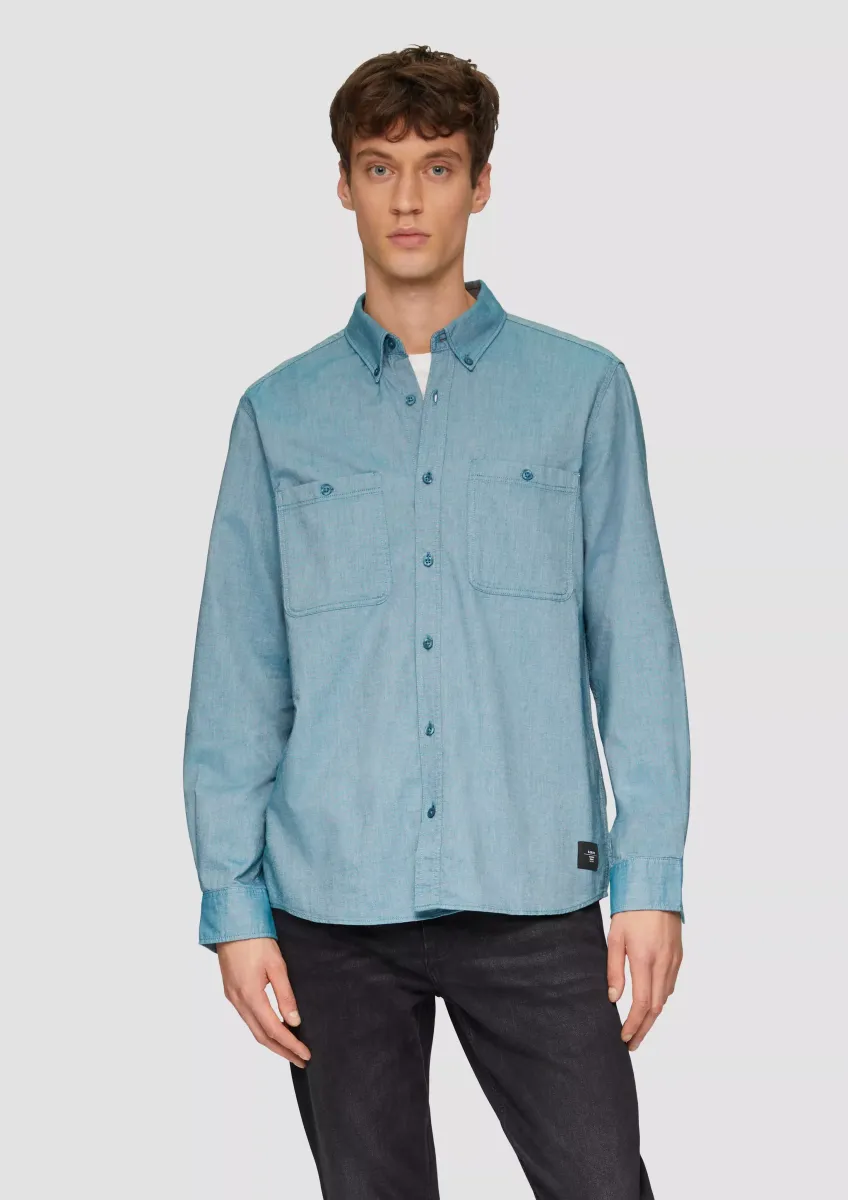 Regular Fit: Baumwollhemd mit Button-Down-Kragen