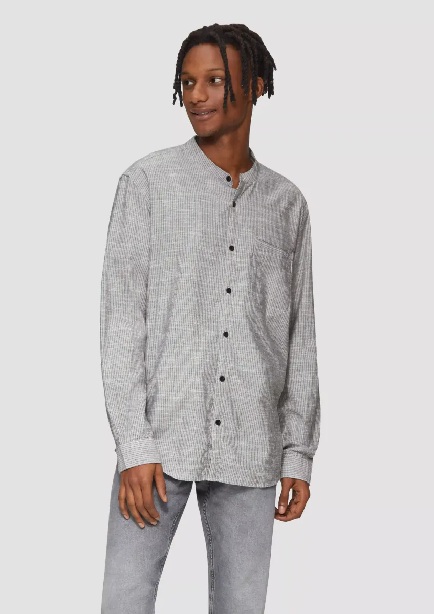 Regular Fit: Baumwollhemd mit Stehkragen