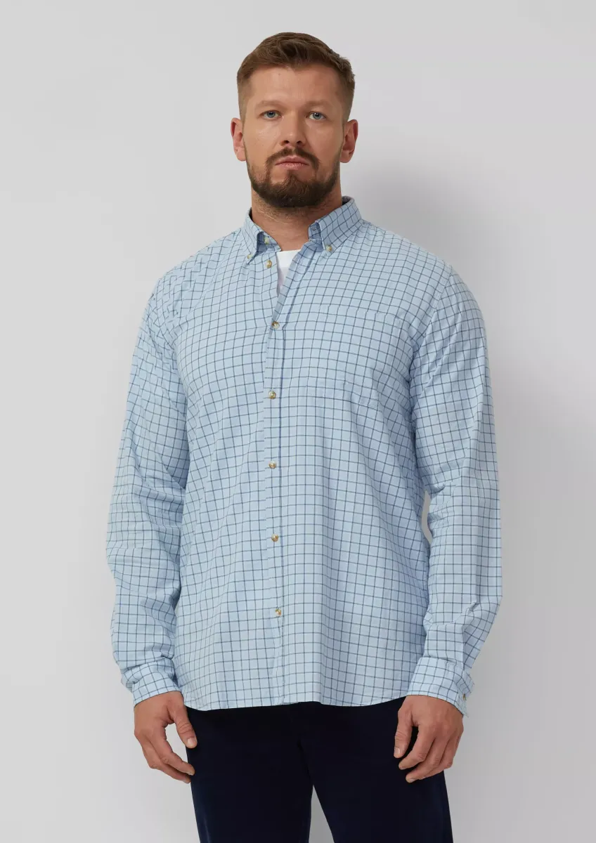 Regular Fit: Elastisches Button-Down-Hemd mit Karomuster