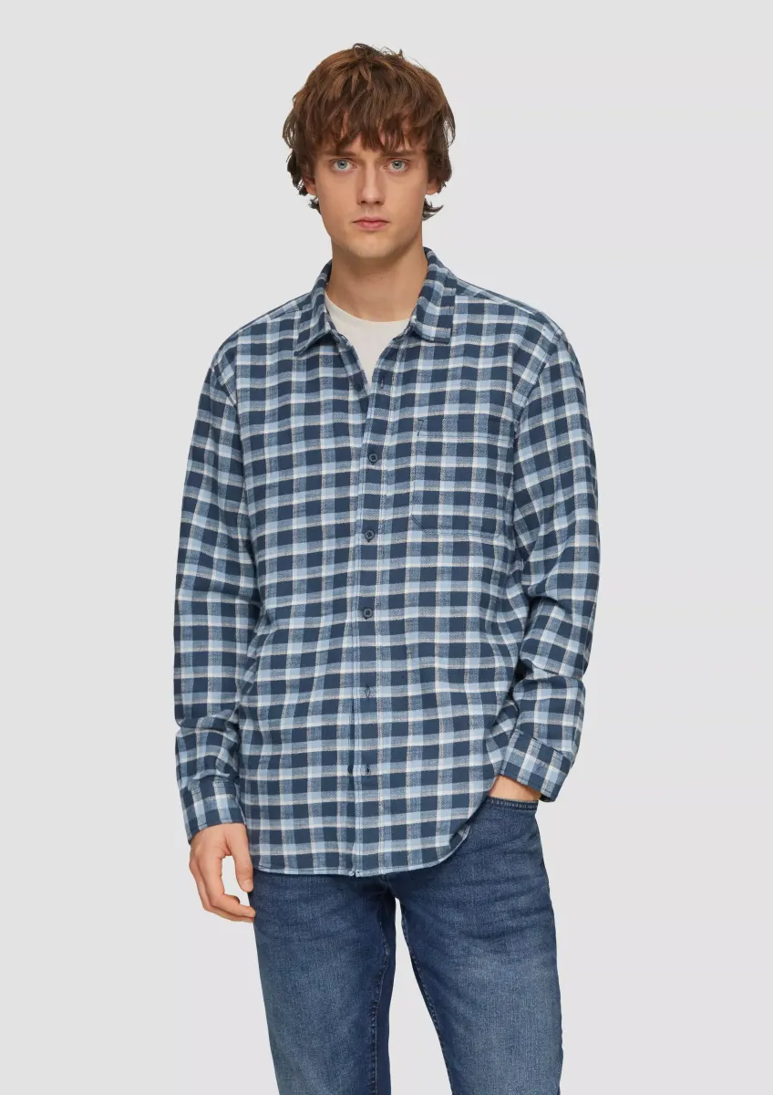 Regular Fit: Flanellhemd mit aufgesetzter Tasche