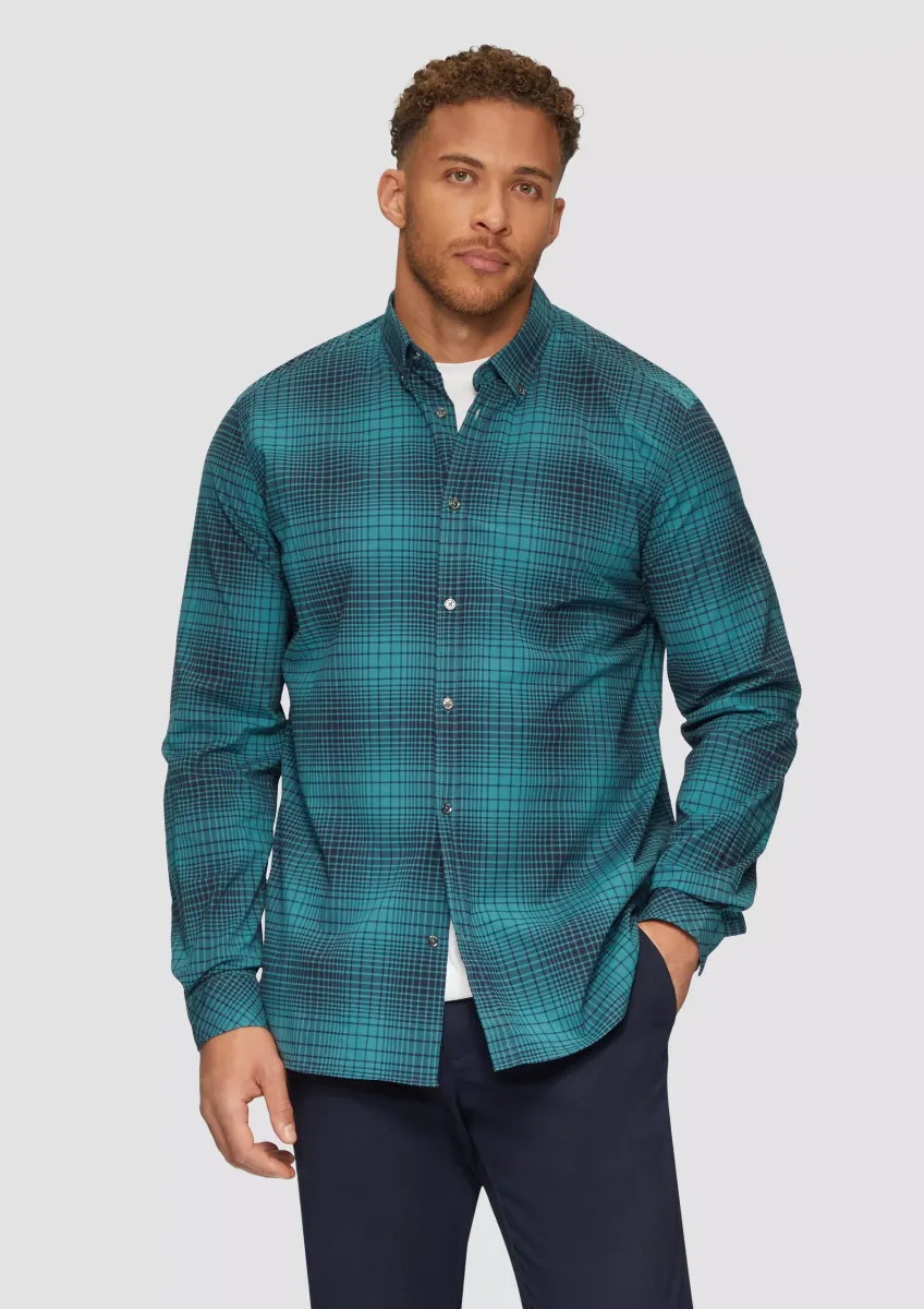Regular Fit: Hemd aus Baumwollstretch mit Button-Down-Kragen