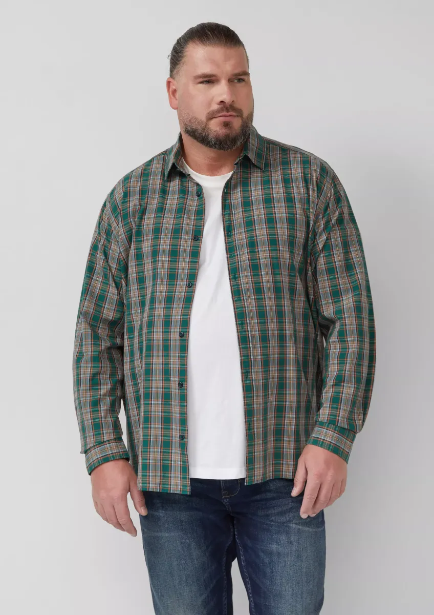 Regular Fit: Kariertes Baumwoll-Hemd mit Kentkragen