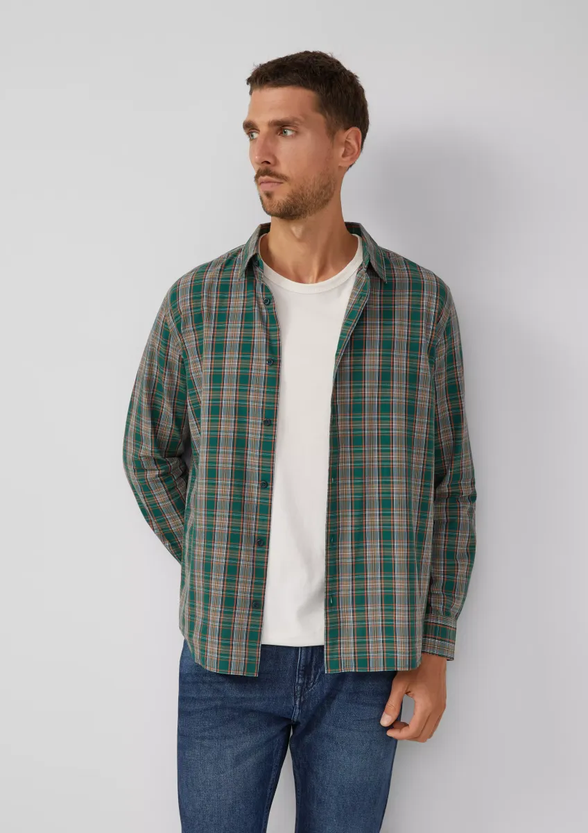 Regular Fit: Kariertes Baumwoll-Hemd mit Kentkragen