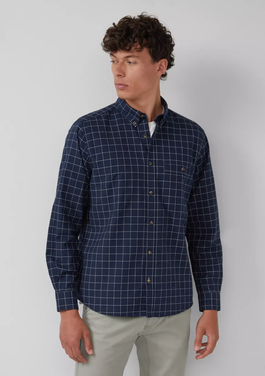 Regular Fit: Karo-Hemd aus Baumwolle mit Button-Down-Kragen