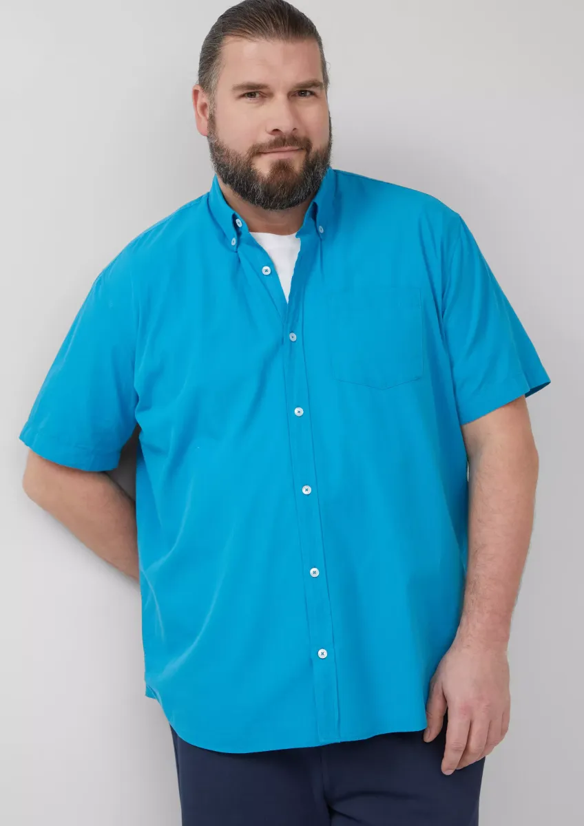 Regular Fit: Kurzarmhemd mit Struktur-Streifen und Button-Down-Kragen