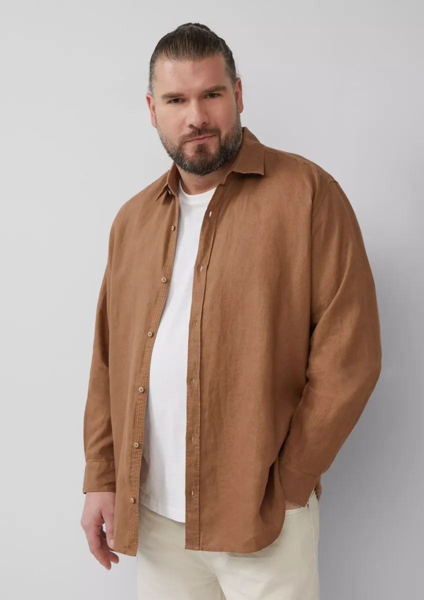 Regular Fit: Langarmhemd aus Leinen