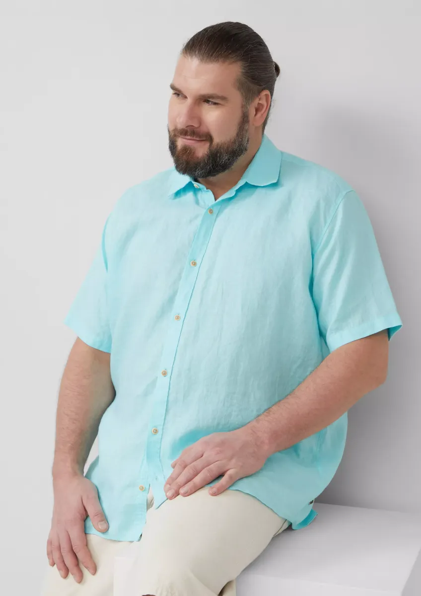 Regular Fit: Leichtes Kurzarmhemd aus 100% Leinen