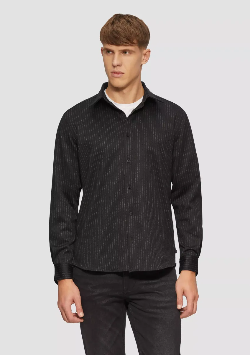 Regular Fit: Nadelstreifenhemd mit elegantem Glanz
