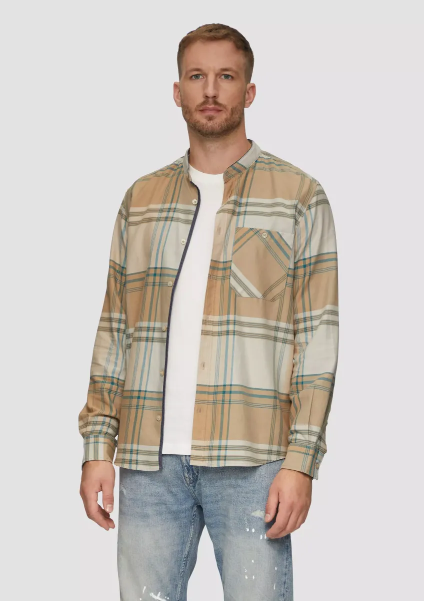 Regular Fit: Softes Karohemd mit Stehkragen