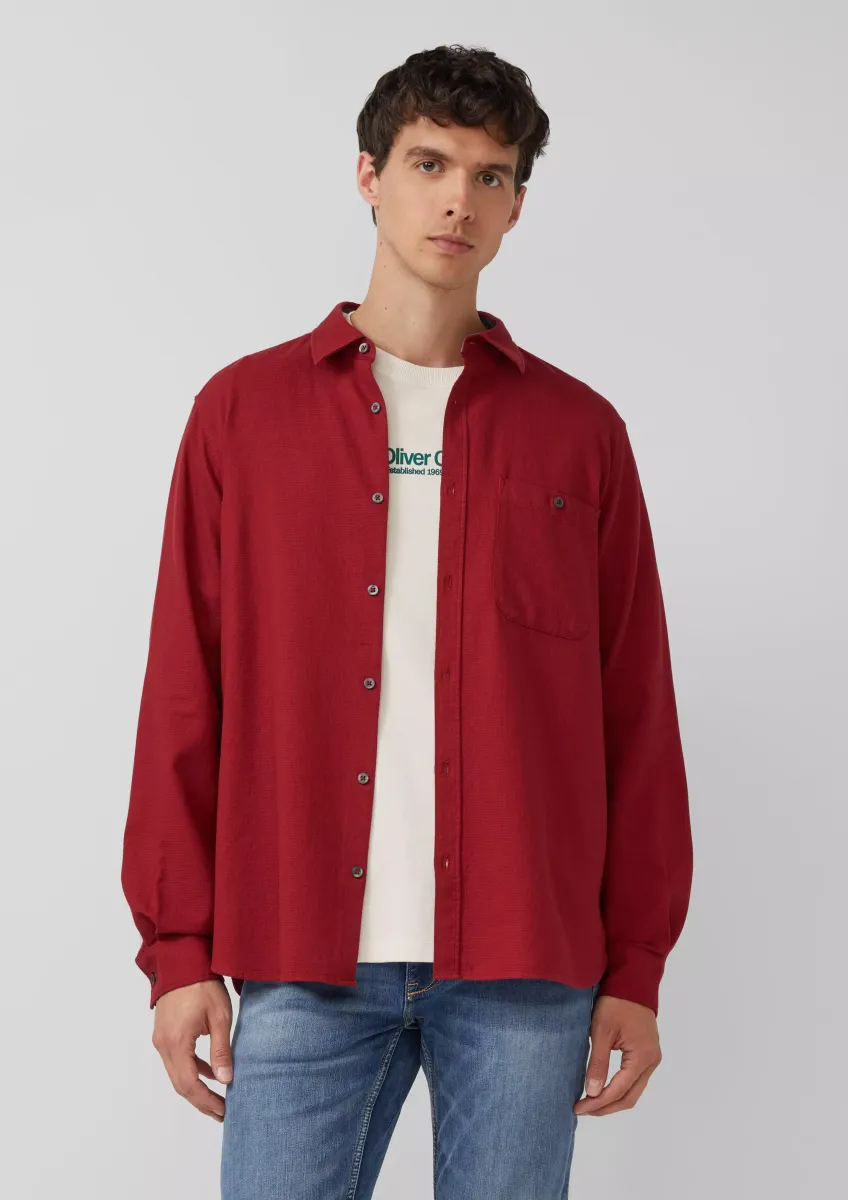 Regular Fit: Strukturiertes Baumwollhemd mit Brusttasche