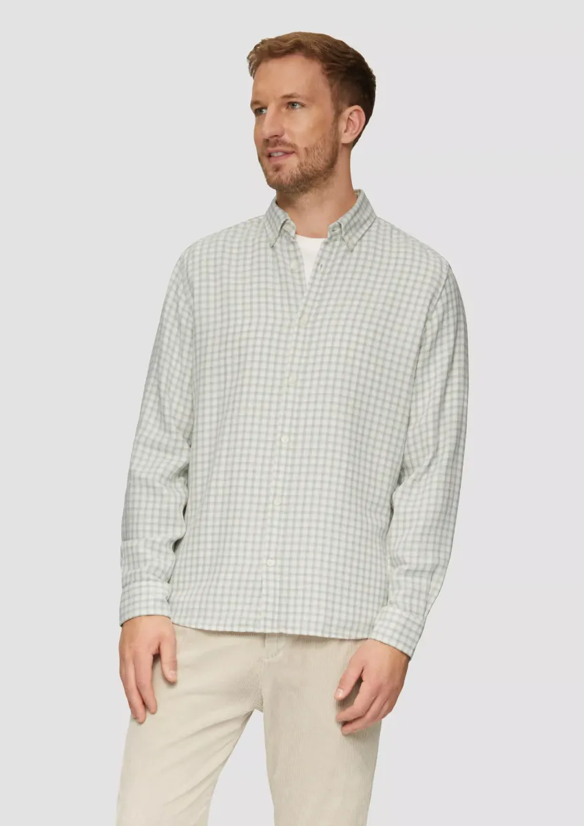 Regular Fit: Strukturiertes Baumwollhemd mit Button-down-Kragen