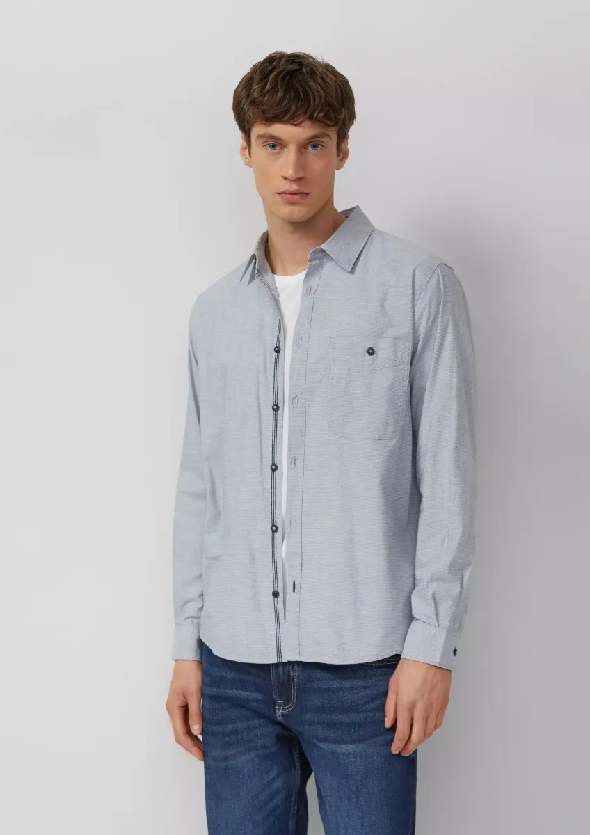 Regular Fit: Strukturiertes Hemd mit Brusttasche