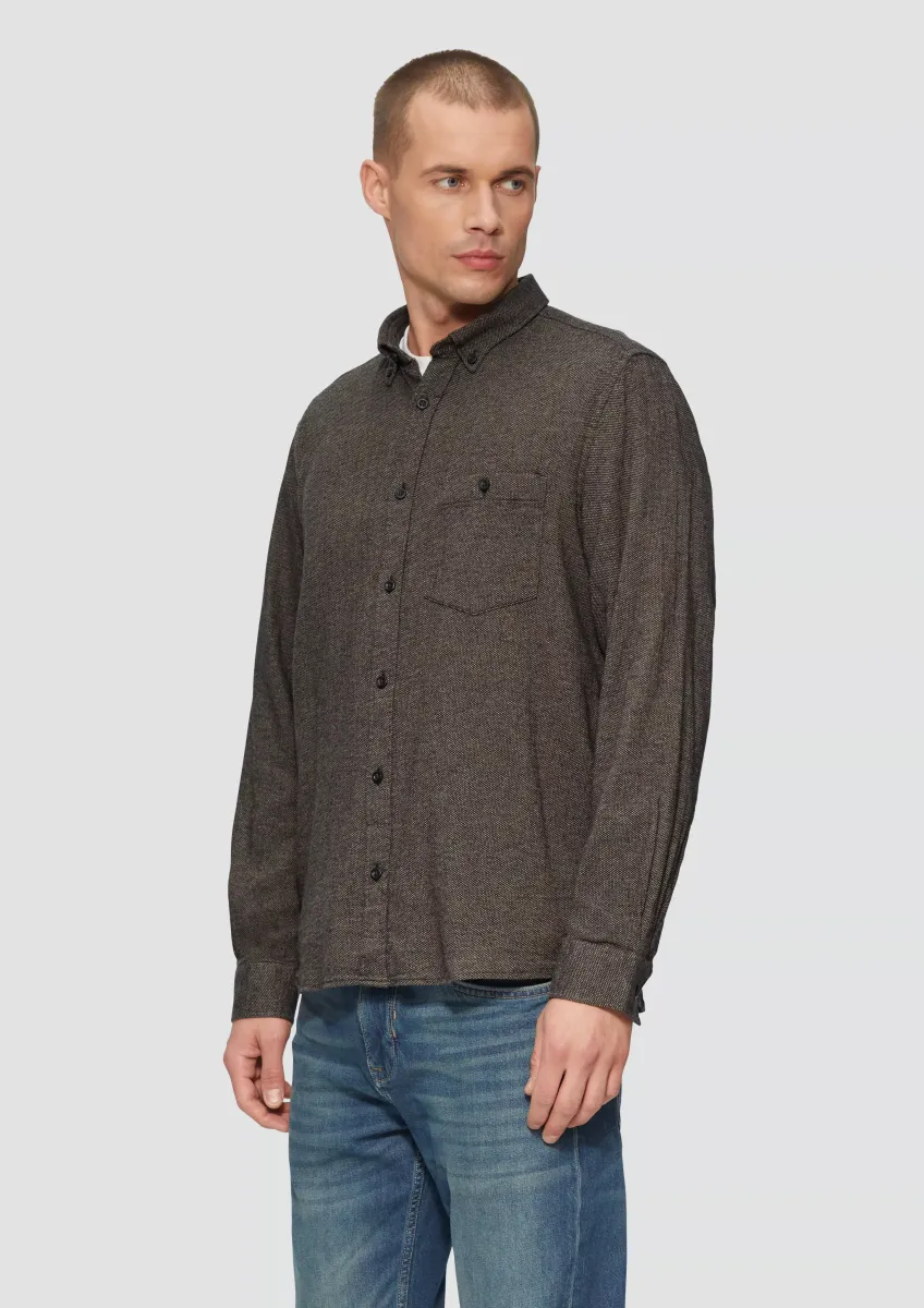 Regular Fit: Strukturiertes Hemd mit Button-Down-Kragen