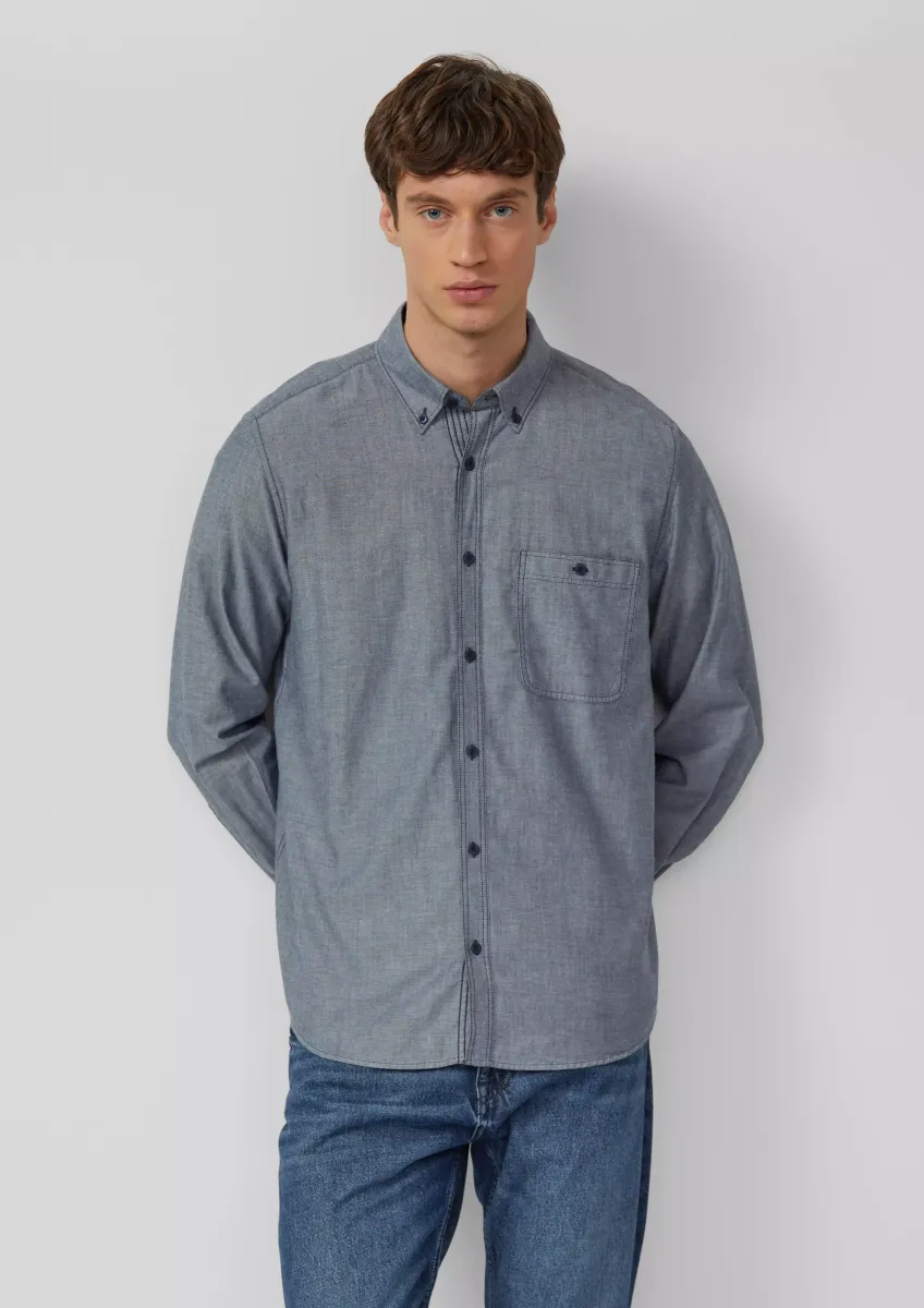 Regular Fit: Weiches Chambray-Hemd mit Button-Down-Kragen