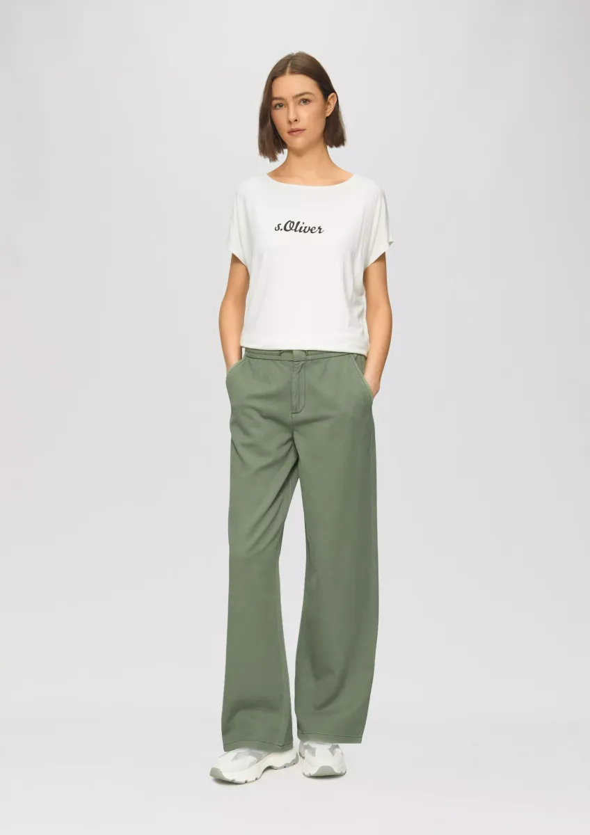 Relaxed-Fit-Twillhose mit Elastikbund und Bindeband