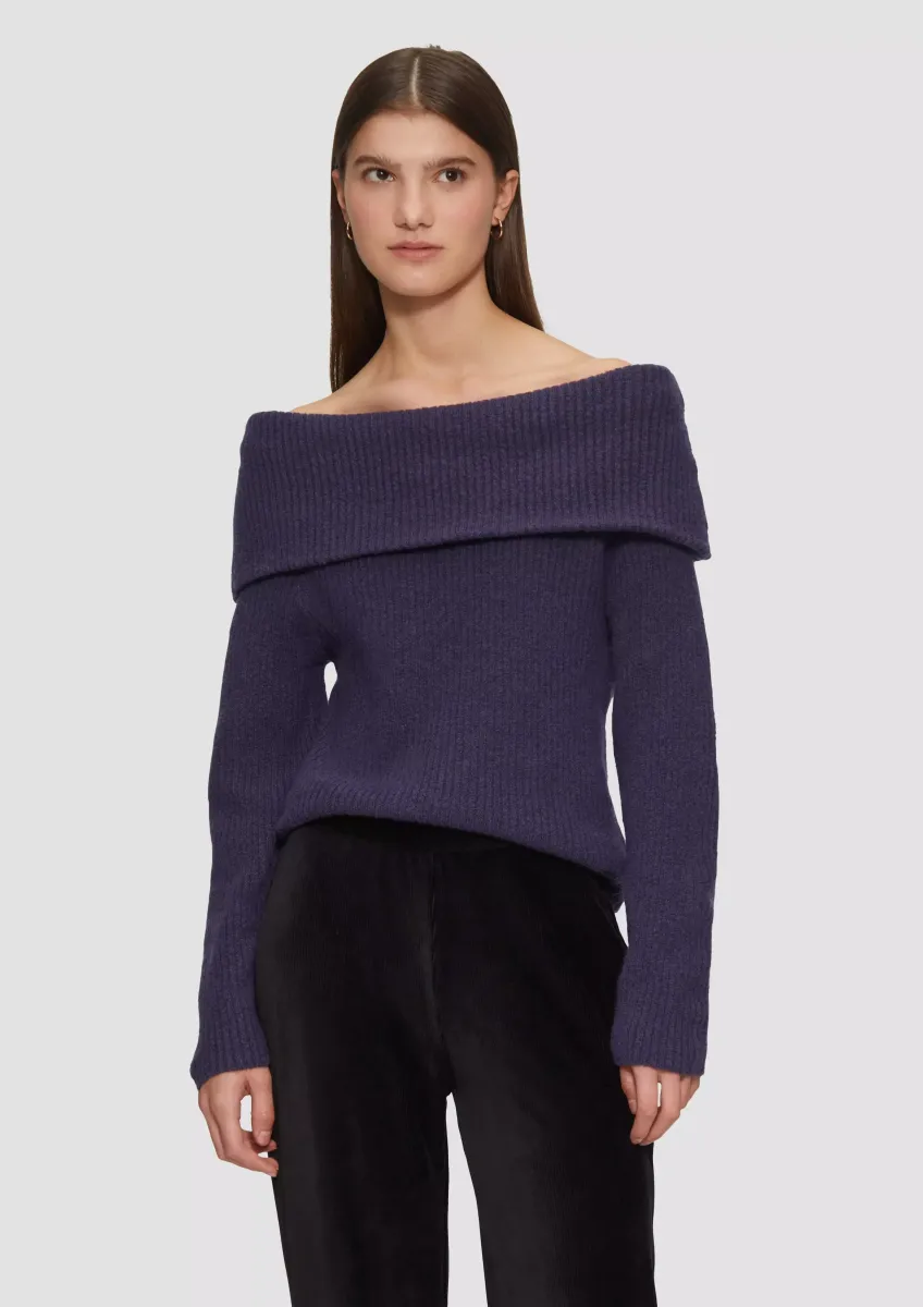 Rippstrickpullover mit Offshoulder-Ausschnitt