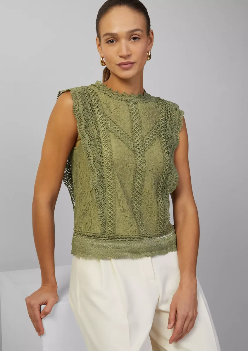 Ärmellose Bluse aus Spitze