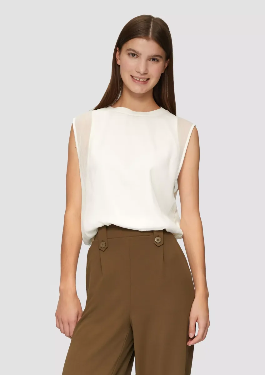 Ärmellose Chiffon-Bluse mit Jerseyfutter