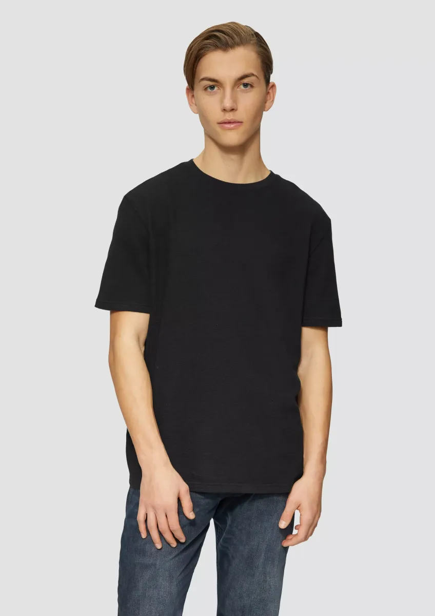 Rundhals T-Shirt in Strukturjersey
