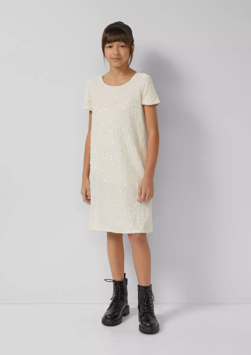 Samtkleid mit Pailletten, Cut-Out und Schleife