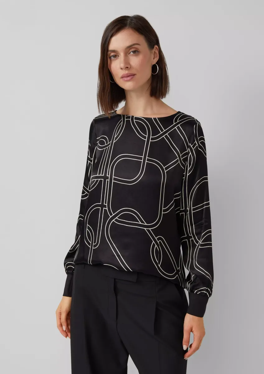 Satinierte Viskose-Bluse mit Print