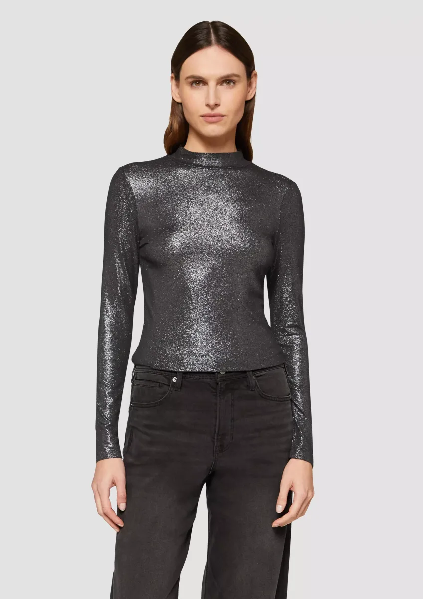 Schmal geschnittenes Langarmshirt aus Viskosemix