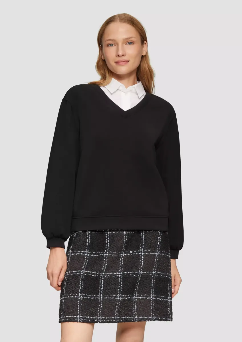 Scuba-Sweatshirt mit V-Ausschnitt