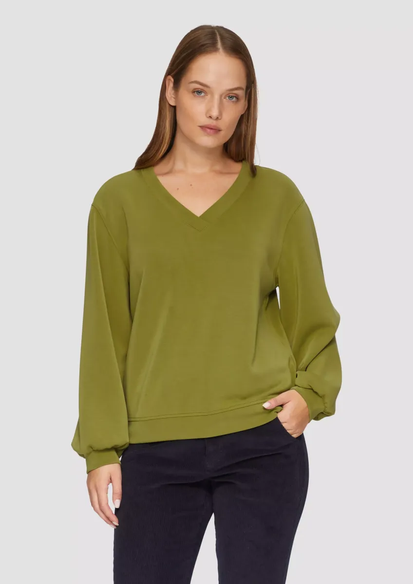 Scuba-Sweatshirt mit V-Ausschnitt