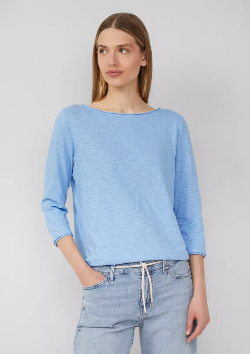 Shirt mit Flammgarnstruktur und 3/4-Ärmeln