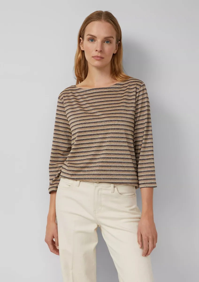 Shirt mit U-Boot-Ausschnitt und Glitzergarn