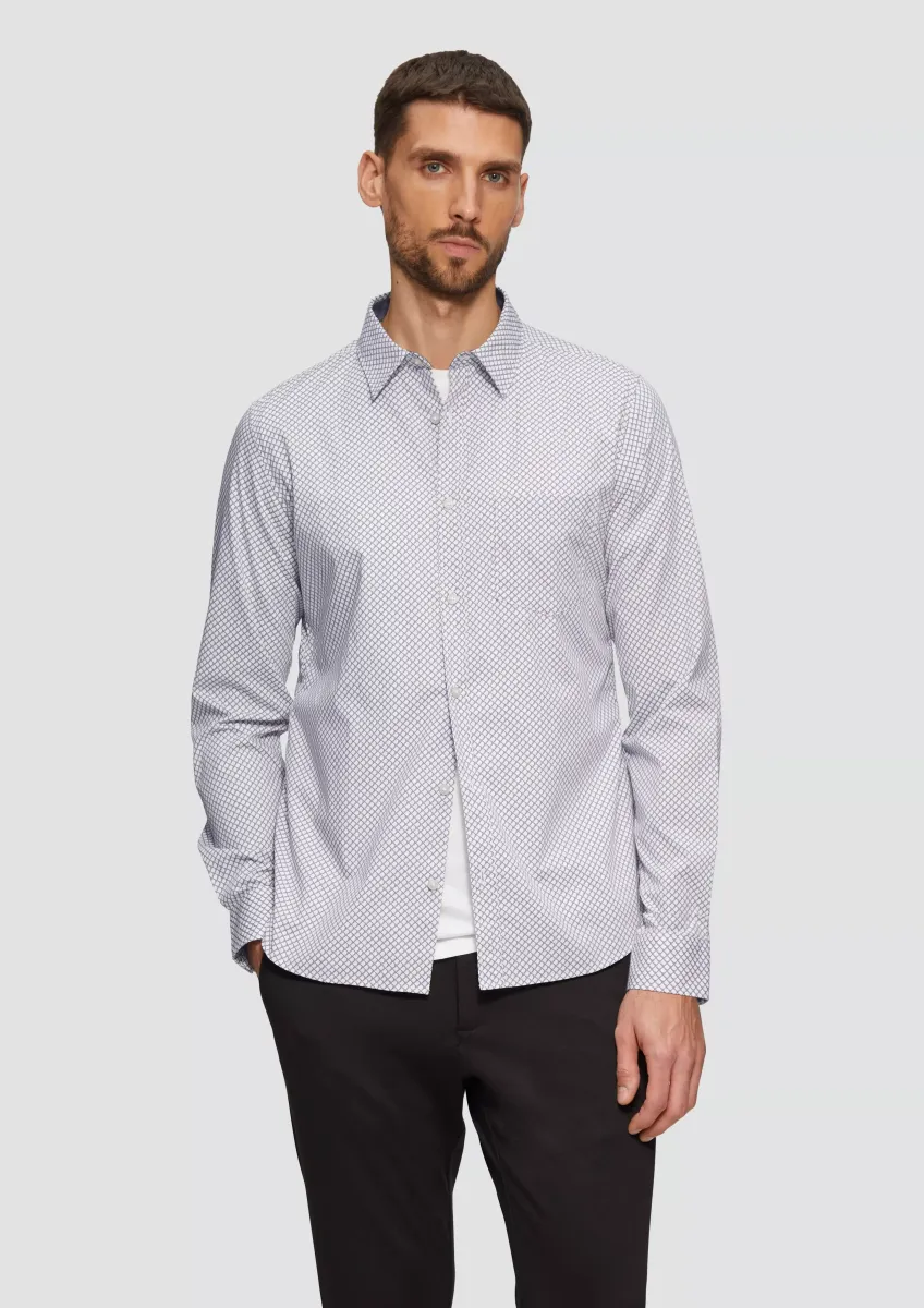 Slim Fit: Gemustertes Hemd aus Baumwollstretch